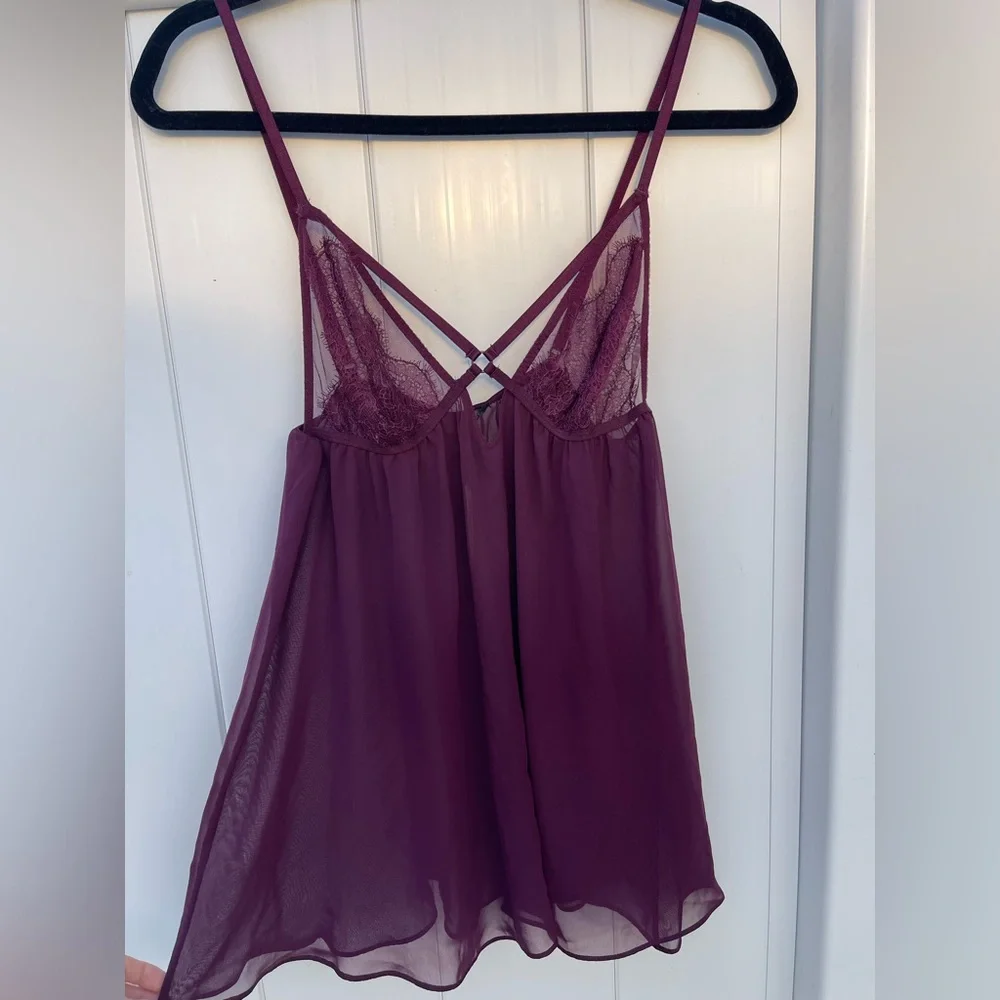 Victoria’s Secret Babydoll Lace Lingerie Violet Large NWT - Picture 1 of 4